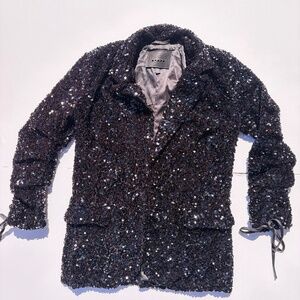 Blank NYC Black Sequin Blazer Jacket | Statement Party Evening Jacket